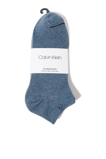 Combed Cotton Trainer Socks, Set of Three